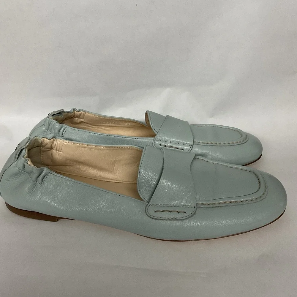 AGL Italy Mara Pure Gray Blue Kidskin Softened Leather Moccasin Loafers Sz 11(41